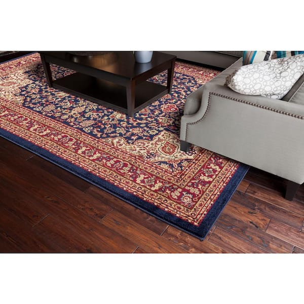 Jewel Collection Heriz Navy Rectangle Indoor 9 ft. 3 in. x 12 ft. 6 in. Area Rug