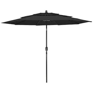 9.75 ft. Outdoor Patio Market Umbrella with Hand Crank and Tilt Black