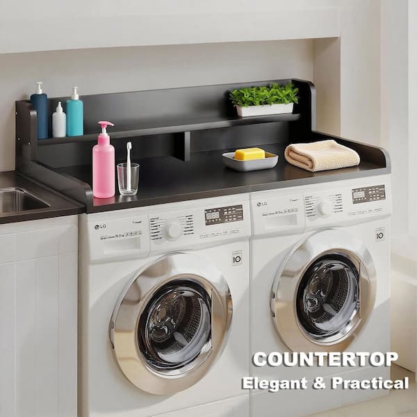 2-Tier Washer and Dryer Countertop, Large Space Laundry Topper for Folding Clothes Over Washer and Dryer in Black
