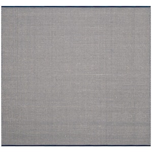 Montauk Ivory/Navy 4 ft. x 4 ft. Square Solid Area Rug