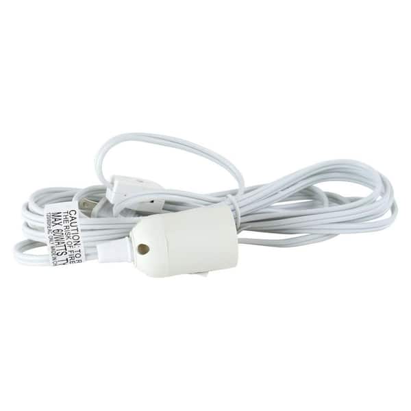 Newhouse Lighting 18/2 12 ft. White Hanging Lamp Light Cord with E26 Socket
