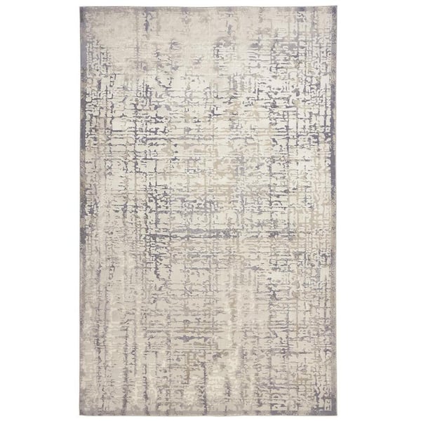HomeRoots Gray and Ivory Abstract 12 ft. x 15 ft. Area Rug