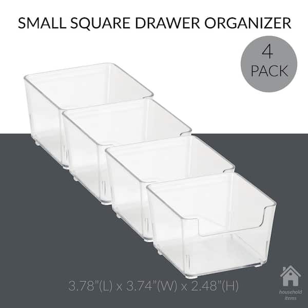 Simplify 4 Pack Small Square Clear Drawer Organizer 3.74 inch Wide
