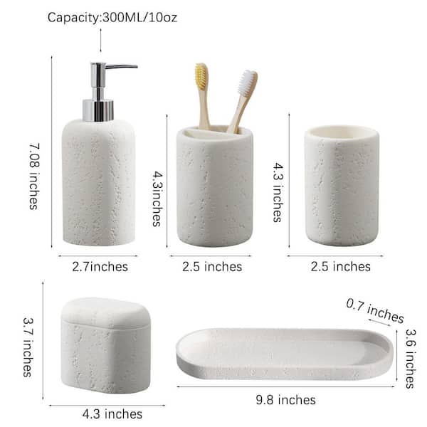 Wudkey 5-Piece Bath Accessory Set with Soap Dispenser Mouthwash