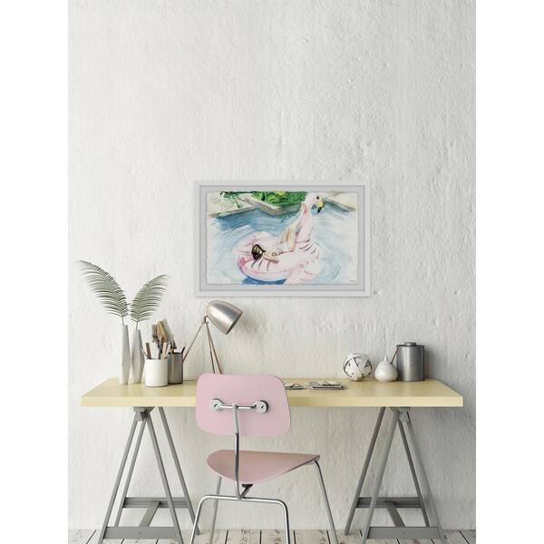 Unbranded 24 in. H x 36 in. W "Flamingo Floater" by Parvez Taj Framed Wall Art