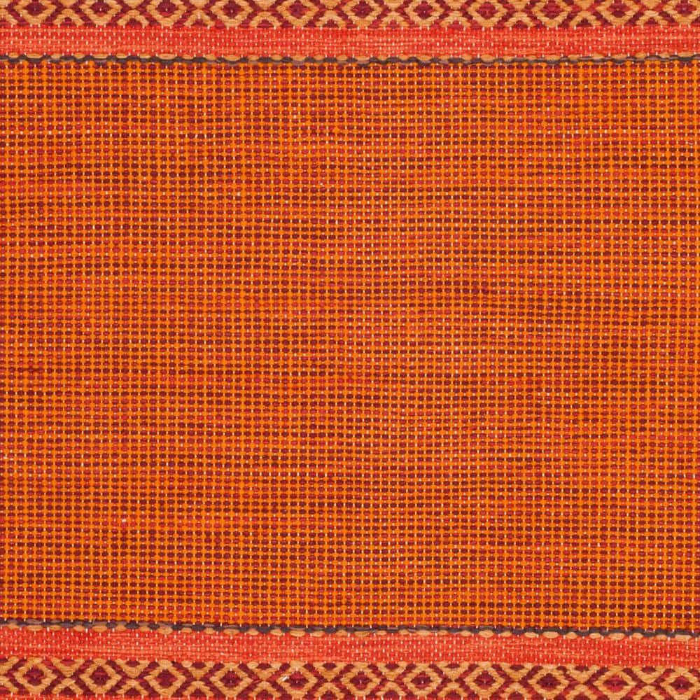 Burnt Orange and Red Handwoven Wool Cotton Striped Area Rug