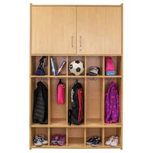 Laminate 5-Section School Age Floor Locker (Maple), Nursery Classroom Storage Cabinet, 46 in. W x 15 in. D x 71.5 in. H