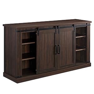 54 in. Saw Cut Off-Espresso Engineered Wood TV Stand Fits TVs Up to 60 in. with Storage Doors