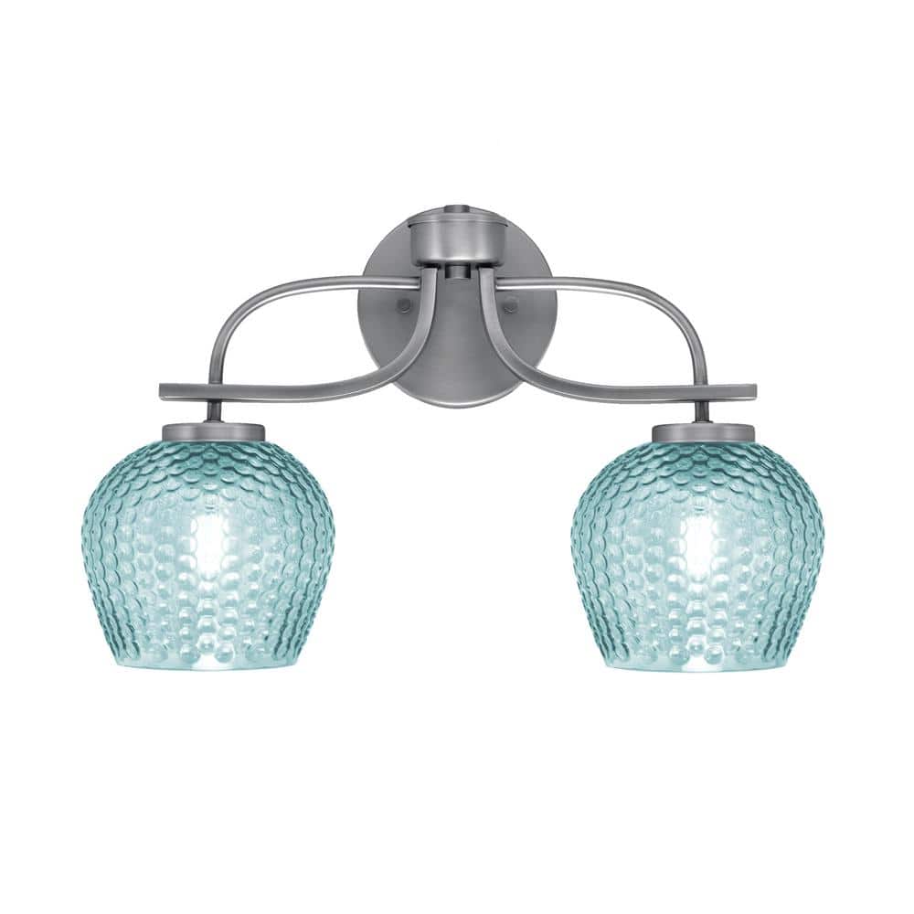 Olympia 18 in. 2-Light Vanity Light Graphite with 6 in. Turquoise Textured 