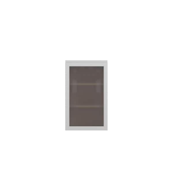 Westport Shaker 15 in. W x 30 in. H x 12 in. D in Painted White Plywood Assembled Frosted Glass Wall Cabinet