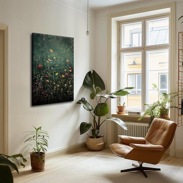 Dark Wildflower Canvas Wall Art Vintage Flower Paintings Pictures