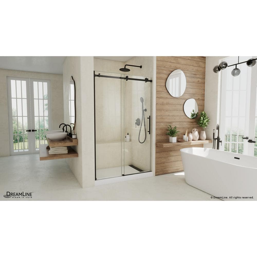 Seneca 48'' Frameless Clear Tempered Glass Sliding Shower Door