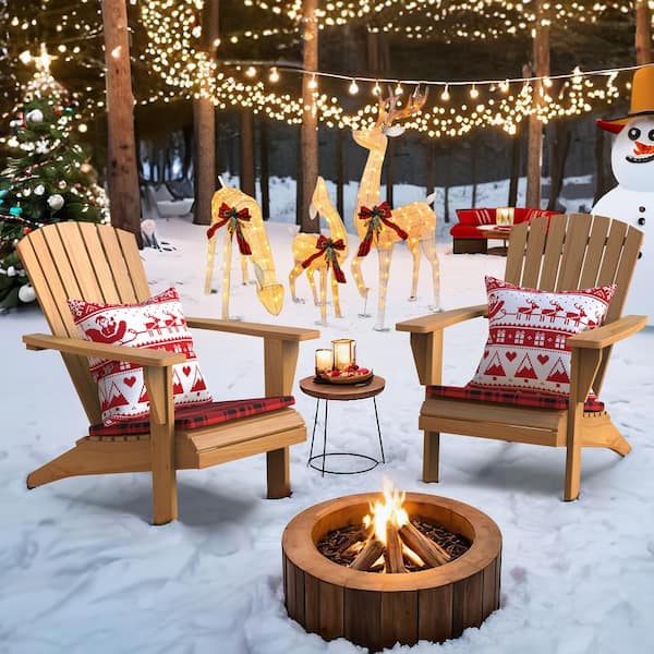 OTSUN Upgraded Oversized Weatherproof Outdoor Wood Adirondack Chairs