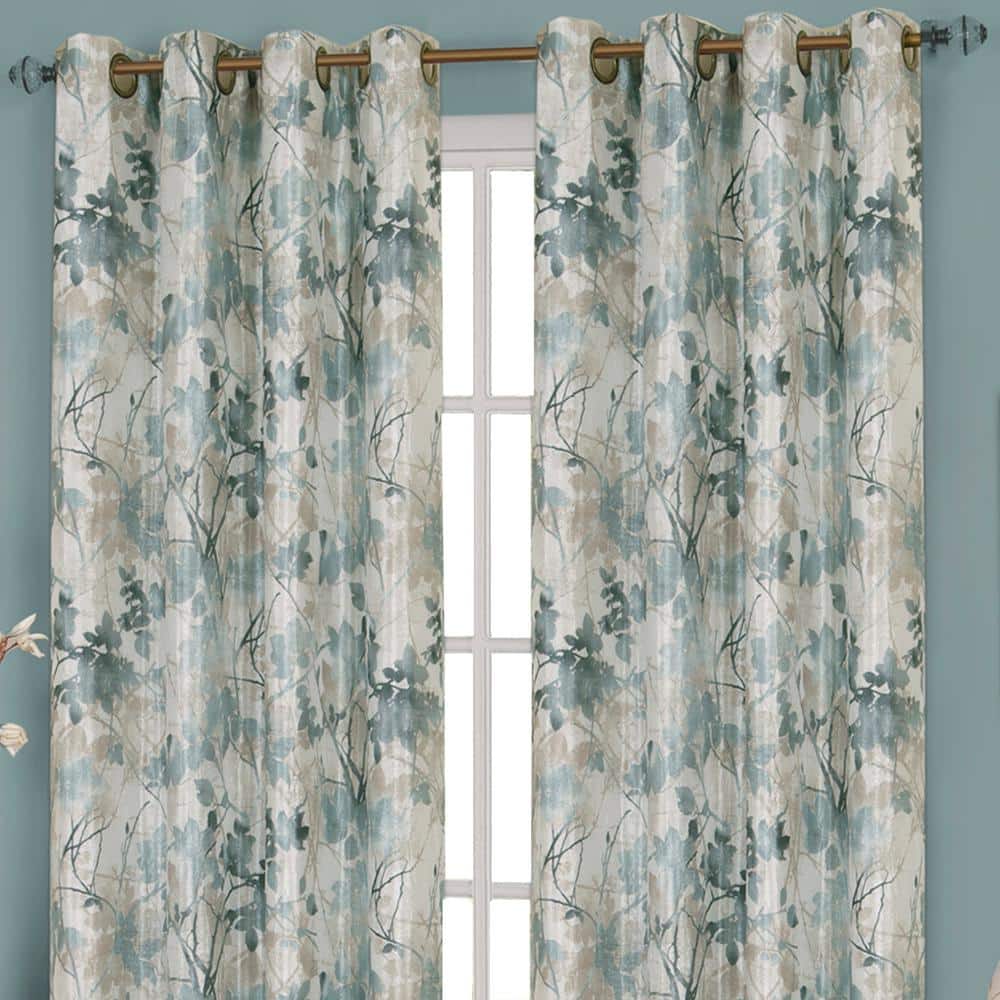 Mist Blue Polyester Blackout Grommet Window Panel 50x63