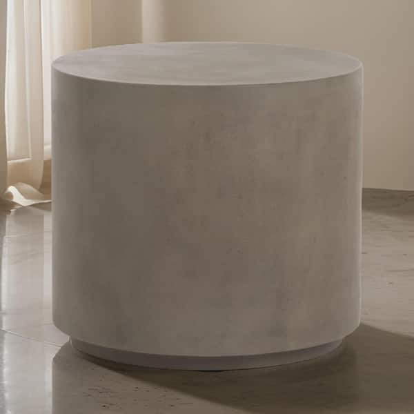Benjara 20 in. Gray Round Concrete End Table with Pedestal base