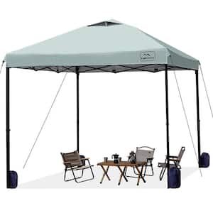 9.5 ft. x 9.5 ft. Gray Green Standard Pop Up Canopy Shade with Adjustable Legs, Air Vent, Carry Bag and Sandbags