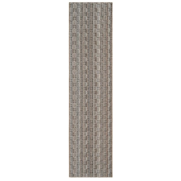 Studio Plush Mesh 2 ft. x 8 ft. Tan/Gray Modern Abstract Area Rug