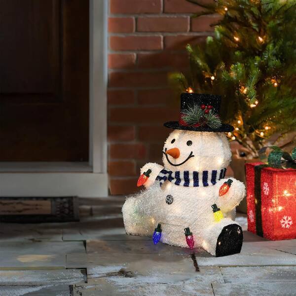 LuxenHome 15 in. Jolly Snowman with Black Tophat Outdoor Christmas