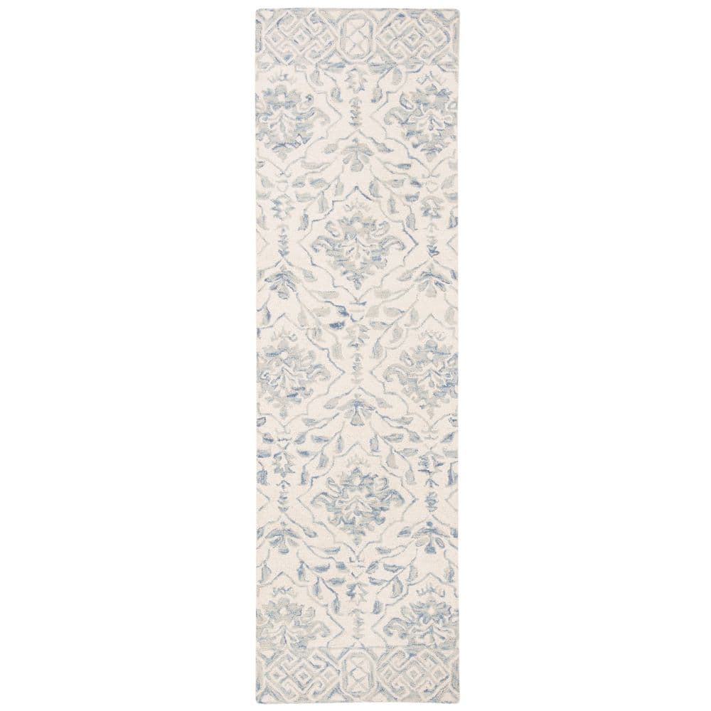 Dip Dye Light Blue/Ivory 2 ft. x 10 ft. Border Floral Medallion Runner Rug price history on PriceWatchPro
