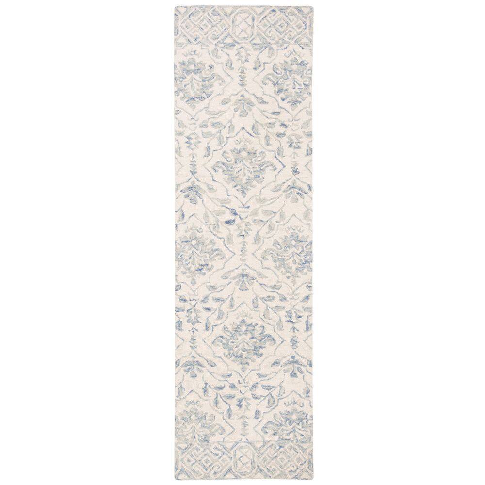 Handmade Light Blue and Ivory Tufted Wool Rug, 2'3" x 20'
