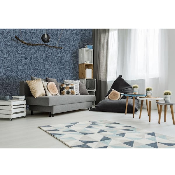 Sherwood Dark Blue Woodland Peelable Wallpaper (Covers 56.4 sq. ft.)