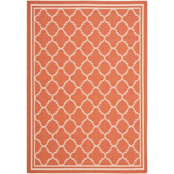 SAFAVIEH Courtyard Terracotta/Bone 5 ft. x 8 ft. Geometric Indoor/Outdoor Patio  Area Rug