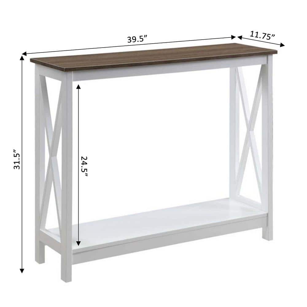Driftwood & White Coastal Charm Console Table with X-Frame Design