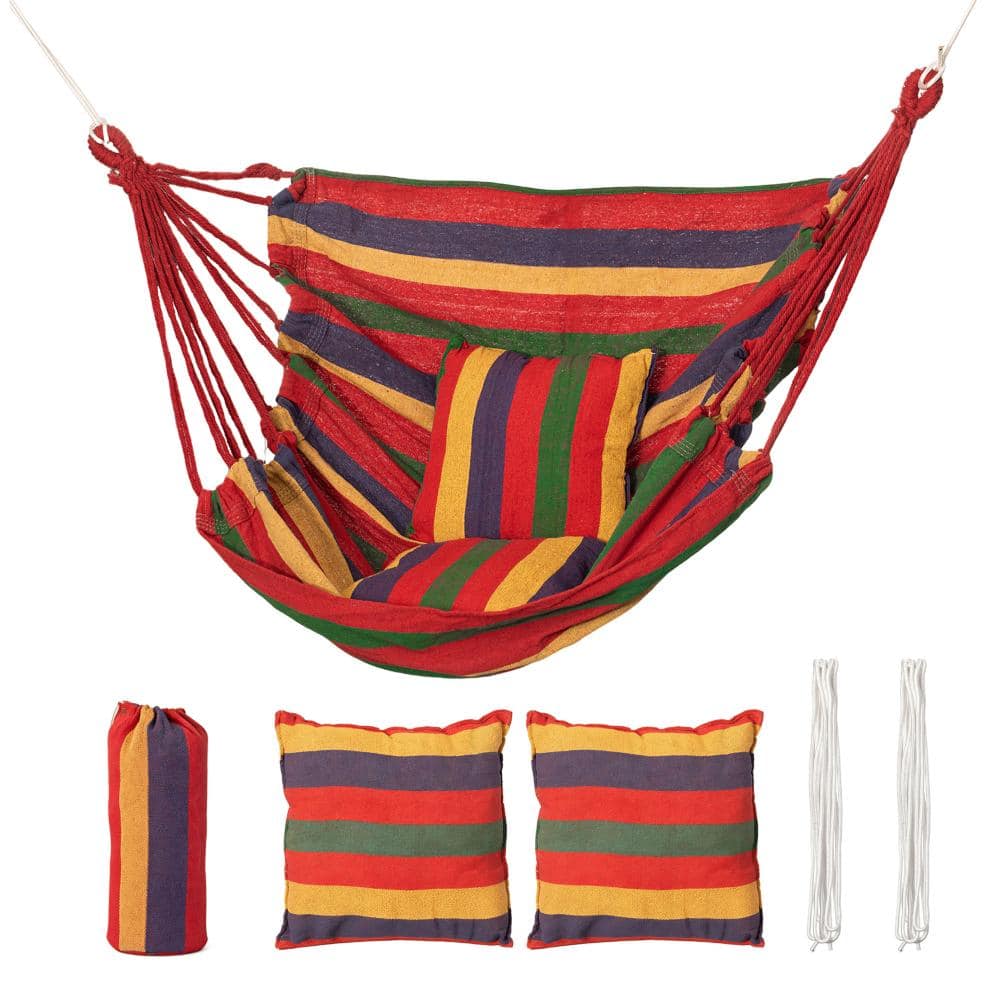 Multicolor Striped Fabric Hanging Hammock Chair with Two Matching Cushions Hanging Ropes & Storage Bag price history on PriceWatchPro