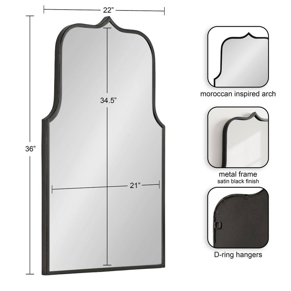 Gezella 22"x36" Black Scalloped Arched Wall Mirror