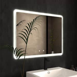 32 in. W x 24 in. H Rectangular Frameless LED Wall Mount Bathroom Vanity Mirror in Polished Crystal
