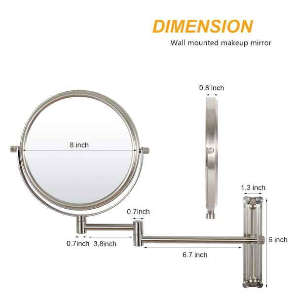 8 in. W x 8 in. H Round Moving Up and Down Magnifying Adjustable