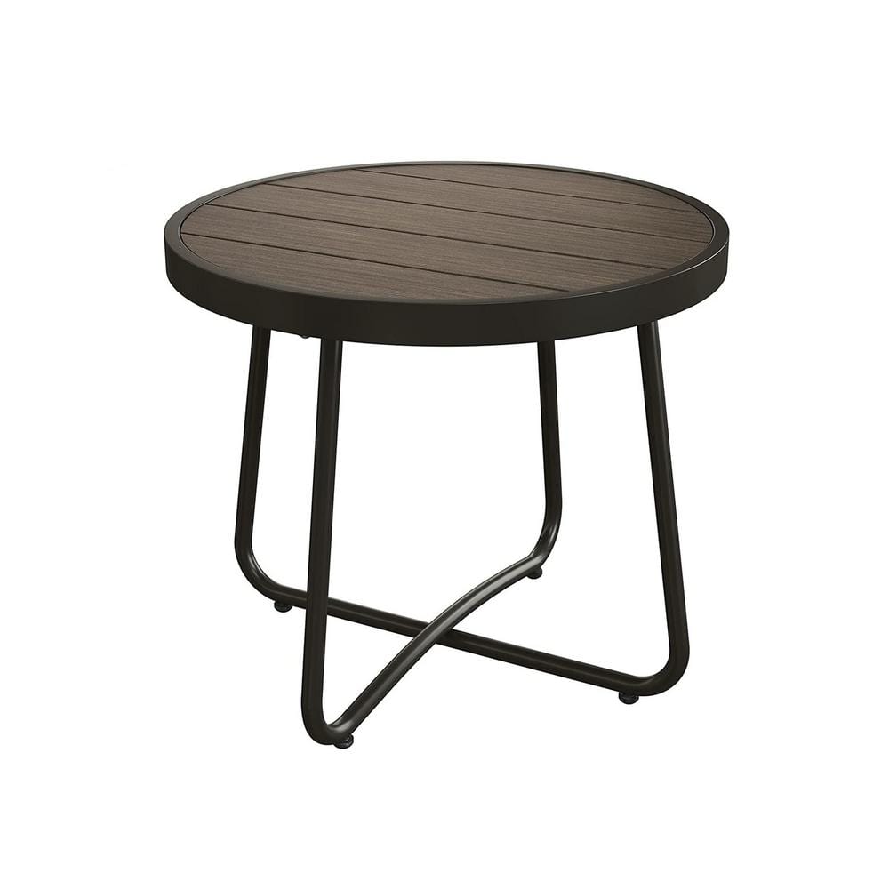 17.75 in. Dark Brown Metal Outdoor Side Table