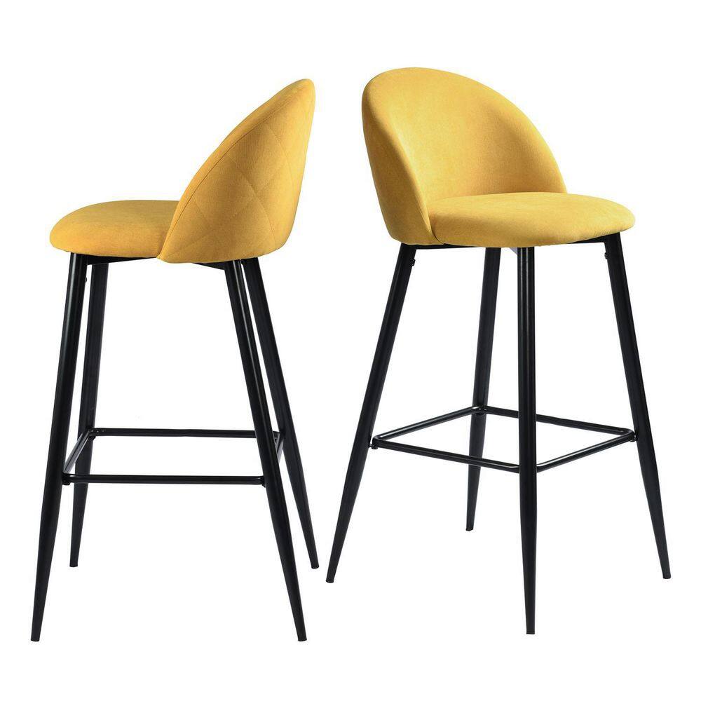 Homy Casa Haseeb 39.6 in. Yellow Low Back Metal Frame Bar stool With