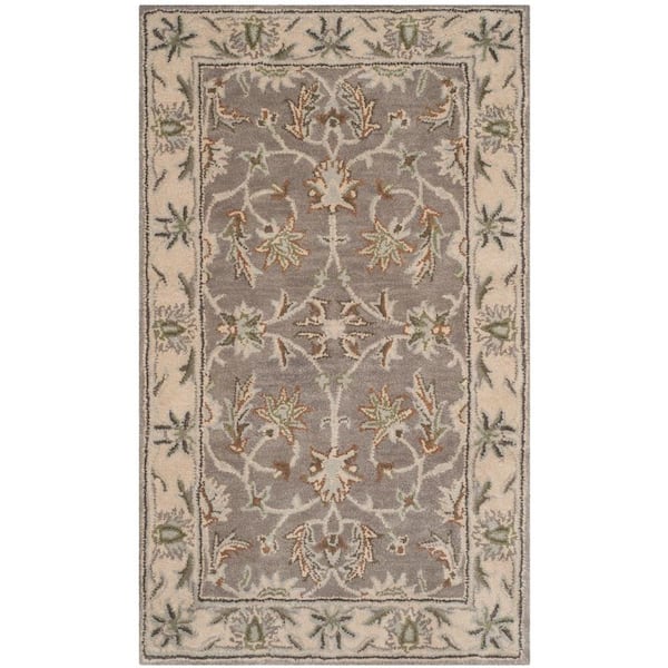 SAFAVIEH Heritage Grey/Beige Doormat 2 ft. x 3 ft. Border Area Rug