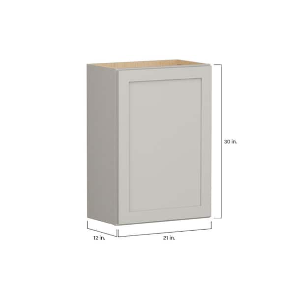 Shaker Full Overlay 21 in. W x 12 in. D x 36 in. H Plywood Assembled Wall Kitchen Cabinet in Stone Gray