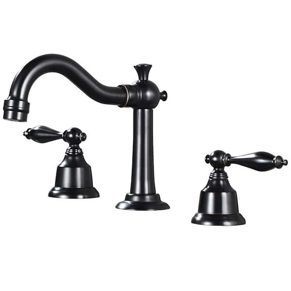 AKLFGN Double Handle 8 in. Widespread Bathroom Faucet 3-Hole Waterfall Bathroom Sink Faucet in Oil Rubbed Bronze