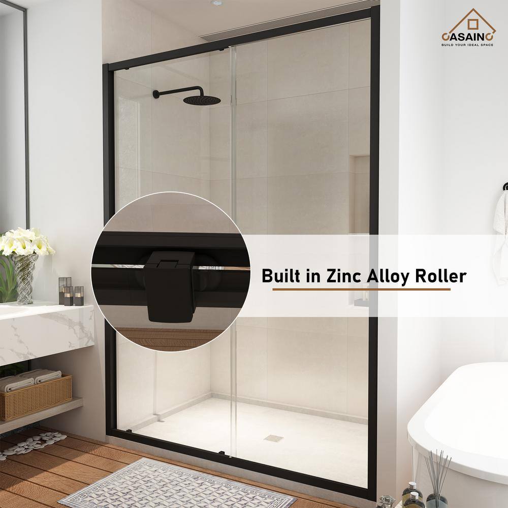 Matte Black 48" x 72" Framed Single Sliding Shower Door