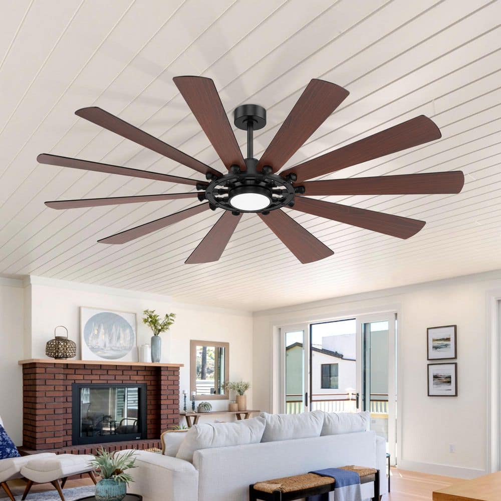 Breezary Archer 72 in. Black Windmill Ceiling Fan with LED Light