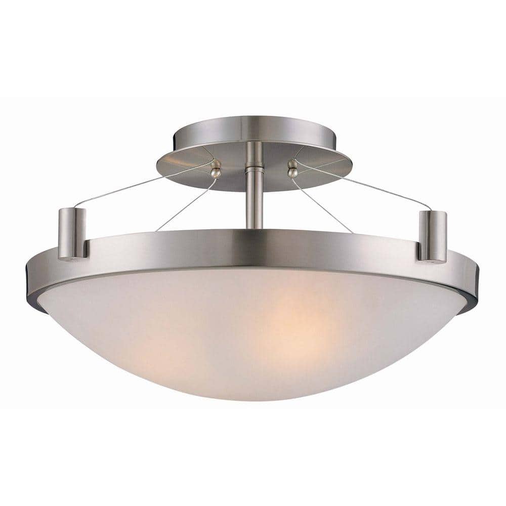 George Kovacs 3-Light Satin Nickel Semi-Flush Mount Light