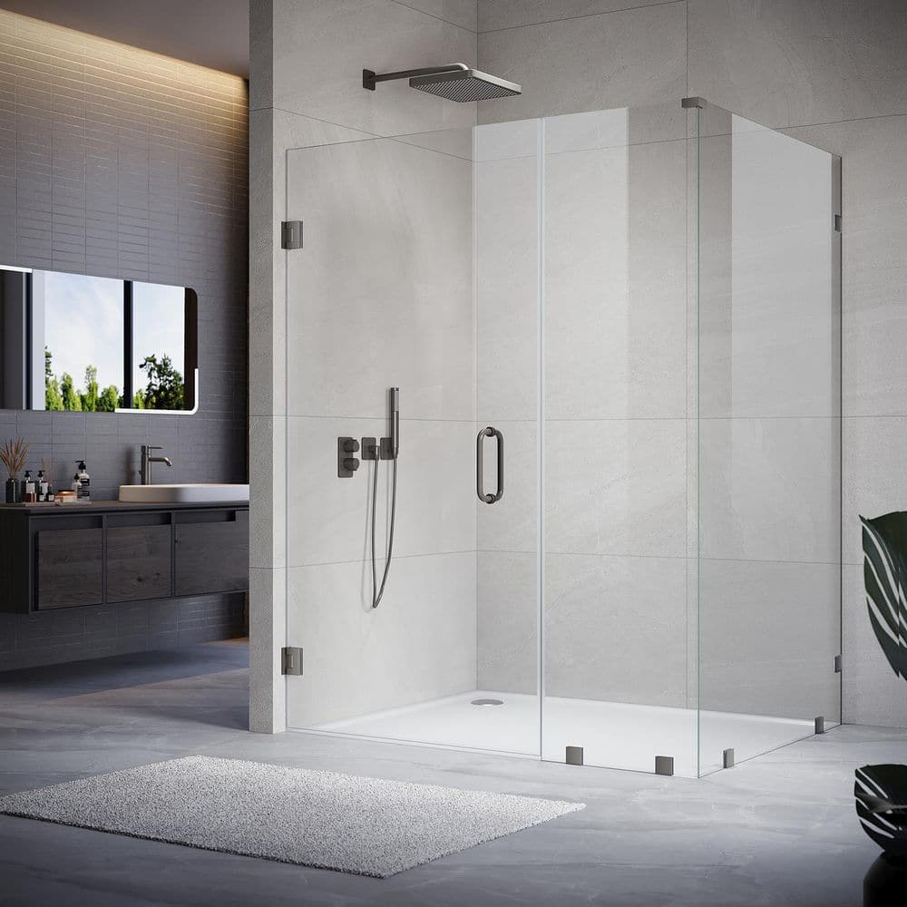 UKH07 62 in. W x 80 in. H x 40 in. D Hinged Frameless Corner Shower Enclosure in Space Gray 3/8 in. Clear Glass price history on PriceWatchPro