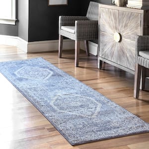 Isla Distressed Persian Blue 3 ft. x 8 ft. Runner Rug