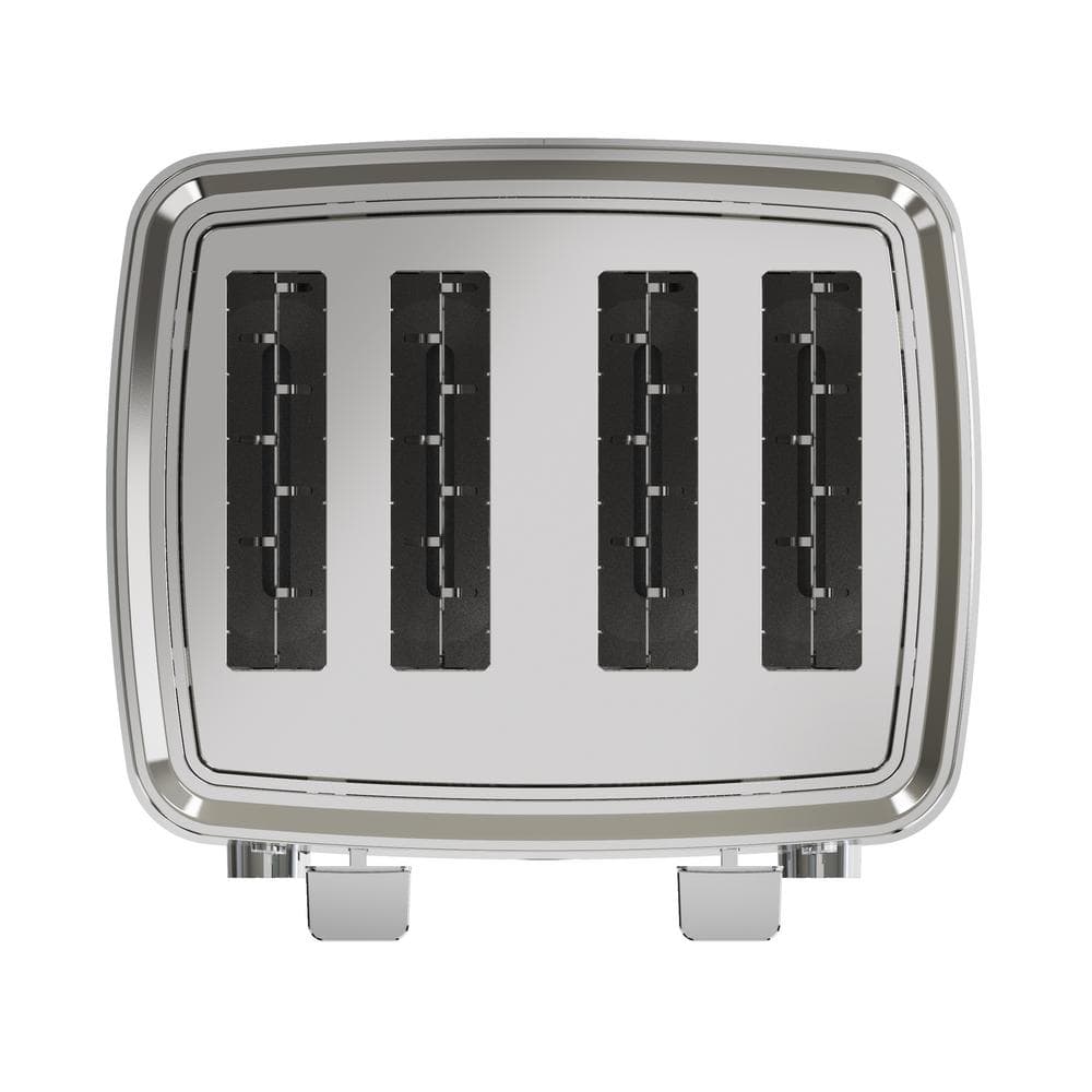 Stainless Steel 4-Slice Toaster with Wide Slots and Crumb Tray