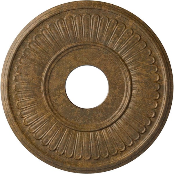 Ekena Millwork 3/4 in. x 15-3/4 in. x 15-3/4 in. Polyurethane Berkshire Ceiling Medallion, Rubbed Bronze