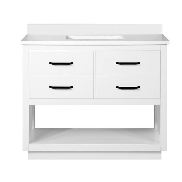 OVE Decors Stanley 42 in. W x 22 in. D x 34 in. H Single Sink Bath Vanity  in White with White Engineered Stone Top with Outlet 5VVA-STAN42-00 - The  Home Depot