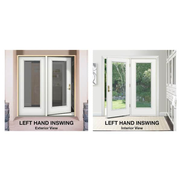 JELD-WEN 72-in x 80-in Low-e External Grilles Primed Steel French  Right-Hand Outswing Double Patio Door