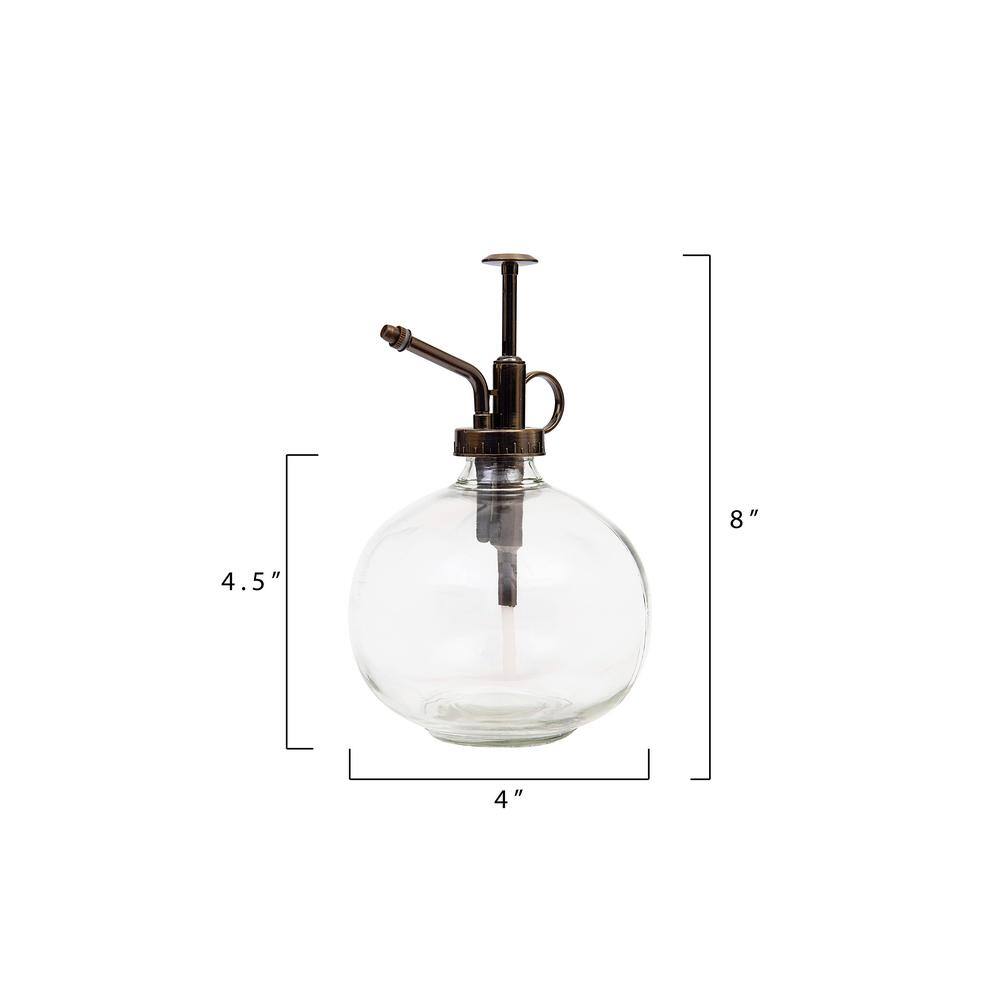 Clear Glass Plant Mister with Silver Metal Top