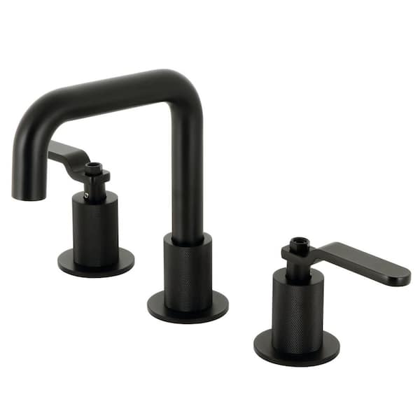 Kingston Brass Whitaker 8 in. Widespread Double Handle Bathroom Faucet in Matte Black