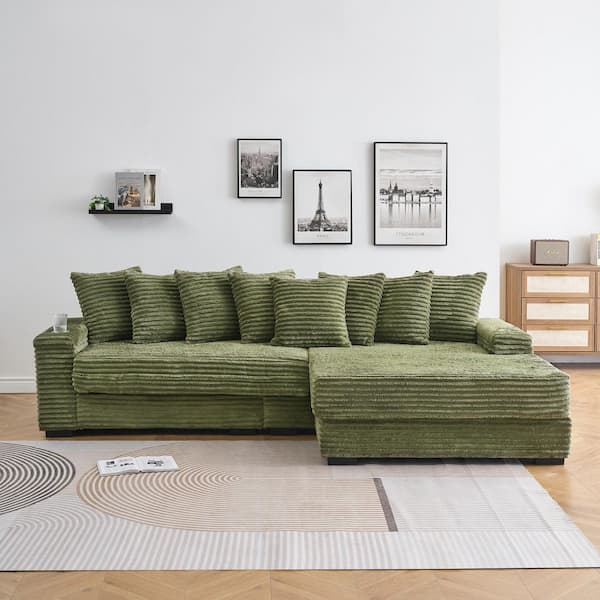 108.27 in. Round Arm 2-Piece L-Shaped Velvet Convertible Combination Sectional Sofa in Rose Red