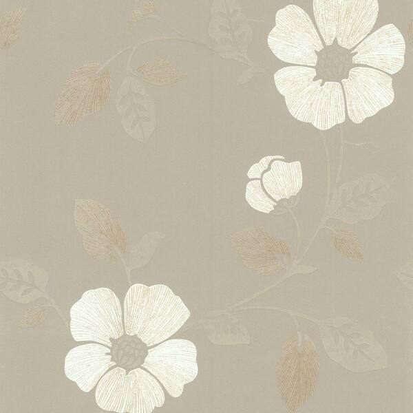 Brewster Madison Pewter French Floral Wallpaper