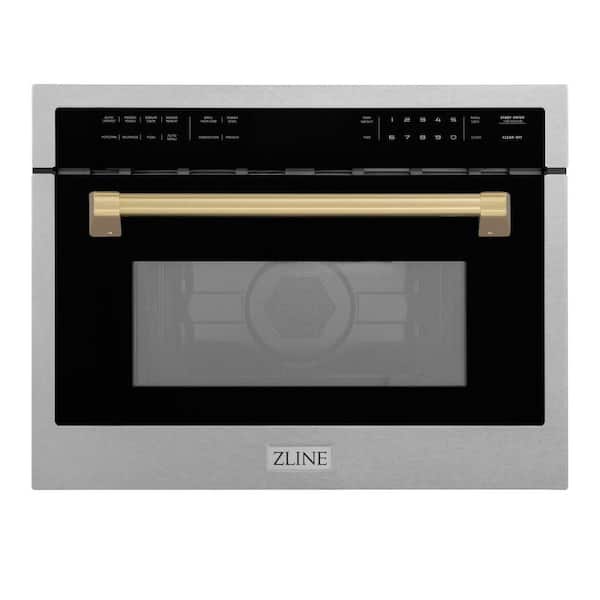 ZLINE Kitchen and Bath Autograph 24 in. 1.6 cu. ft. 1000-Watt Built-In Microwave Oven in Fingerprint Resistant Stainless and Champagne Bronze